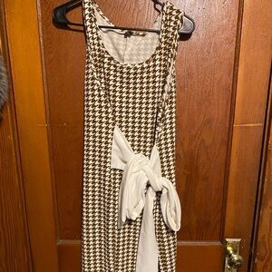 Elegant Houndstooth Dress with White Accents